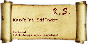 Kazári Sándor névjegykártya
